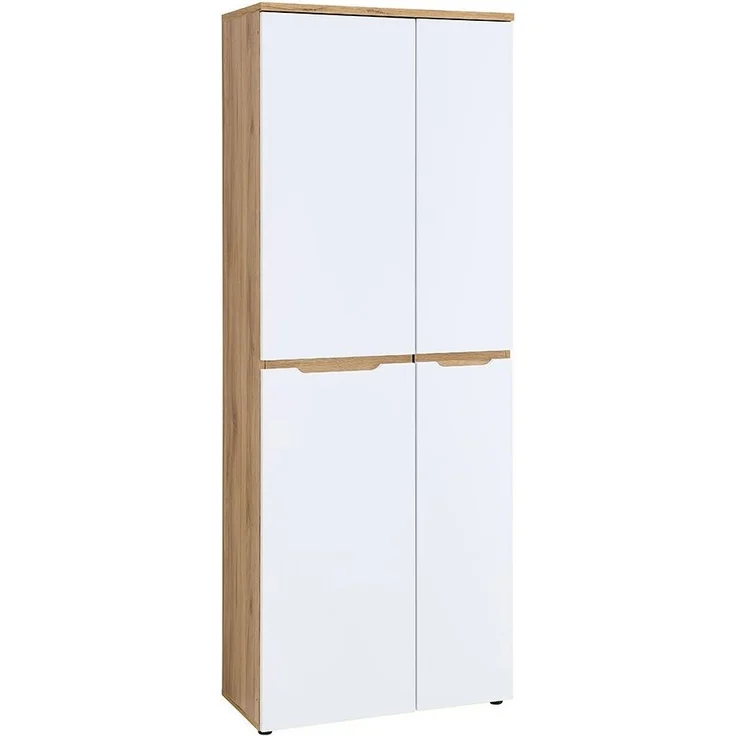 Büroschrank vito Clyde, Holzwerkstoff, Weiß, Holzfarben, 75 x 197 x 38 cm