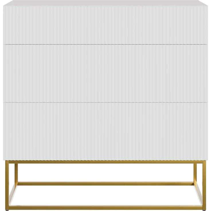 Selsey Kommode Schrank Aufbewahrungsschrank 90 cm Mit 3 Schubladen Weiß Goldene Beine Veldio – Bild 5