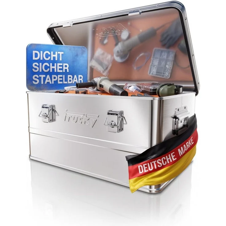 Trucky Allzweckkiste Aluminium Box mit Deckel Silber Alukiste Alu Kiste Abschliessbar – Bild 1