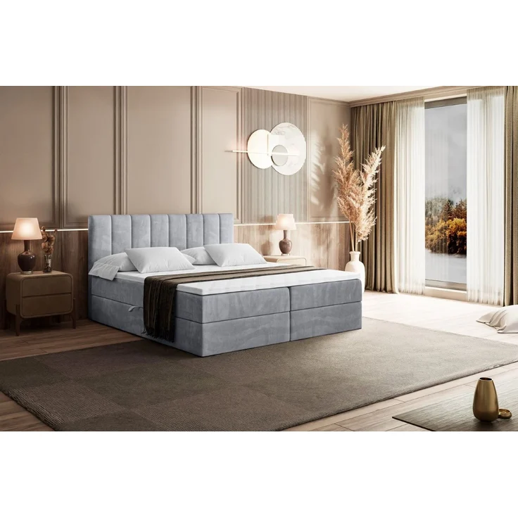 ALTDECOR 'OTTA' Boxbett, Multipocket-Matratze H4, H3 Matratze Bonellfederung, Topper, Kopfteil, H3/Grau Monolith, 140x200 – Bild 4