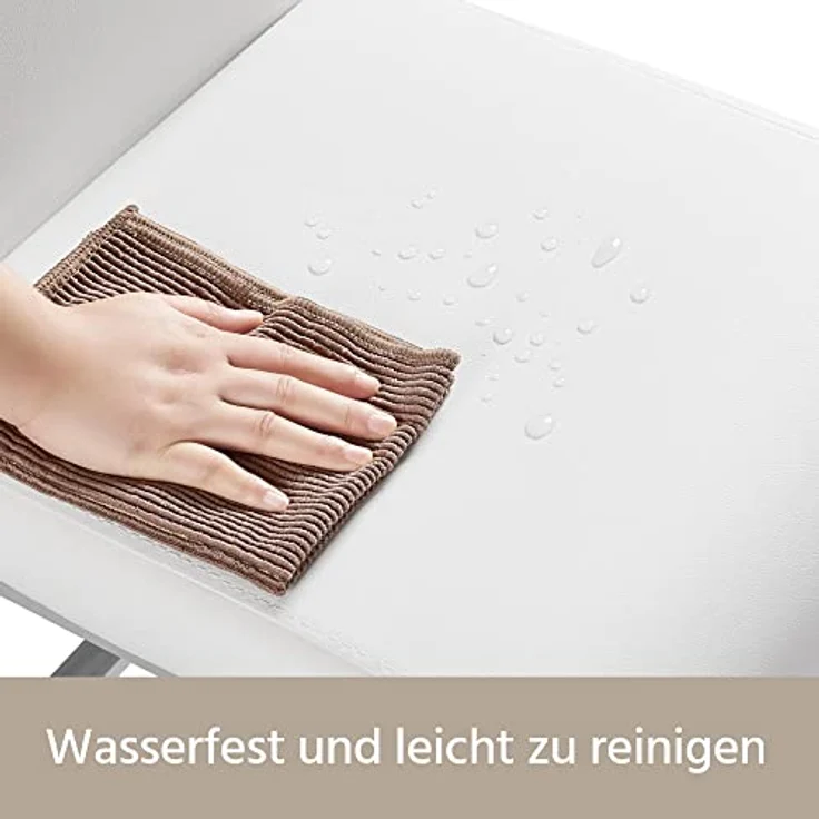 Yaheetech 2er Set Esszimmerstühle Küchenstuhl Schwingstuhl Essgruppe, mit hoher Rückenlehne, bequem gepolstert, Edelstahl und Kunstleder, Weiß – Bild 7