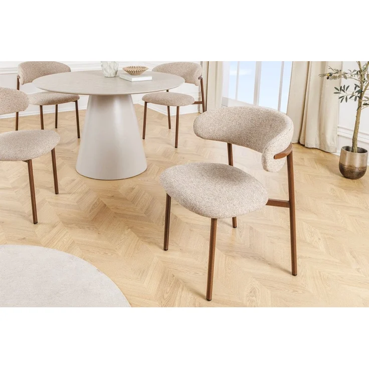 riess-ambiente Polsterstuhl BELFORT taupe beige - Strukturstoff, Metall, Walnuss-Design, zeitlos (Einzelartikel, 1 St), Moderner Esszimmerstuhl - ideal für Wohnzimmer, Küche oder Homeoffice – Bild 1