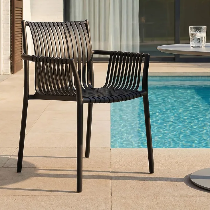 IDIMEX Gartenstuhl OLEA (4 St), 4er Set Gartenstuhl aus Kunststoff und Alu schlanker Stuhl Polypropyle