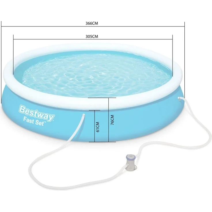 Bestway Set: Quick-Up Pool Fast Set Pool, mit Filterpumpe, ØxH: 366x76 cm blau – Bild 4
