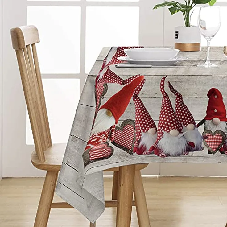 PENSIERI DELICATI, Tischdecke 145 x 250 cm, 100% Panama Baumwolle Tischdecke für 12 Personen, Hochauflösender Digitaldruck, Fantasiezwerge, Rechteckige Tischdecke, Made in Italy