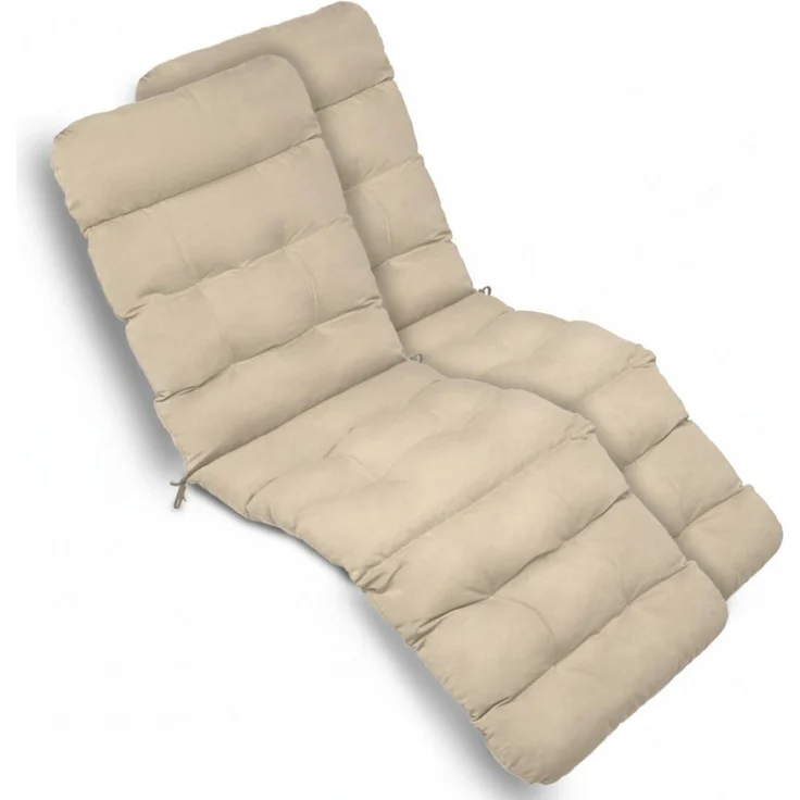 Beautissu Polsterauflage 2X Bequeme Liegenauflage Deckchair, 200 x 50 x 8 cm, Natur, Gartenliege Auflage mit Schaumflockenfüllung – Polster für Liegestuhl – Bild 1