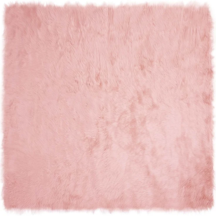 vidaXL Kunstschaffell Teppich Tafalla Rosa 200 x 200 cm Polyester 42021555 – Bild 1