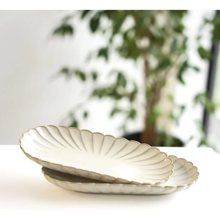 Bloomy Servierplatten aus hochwertigem Porzellan - 2-teilig mit floraler Struktur – Bild 5
