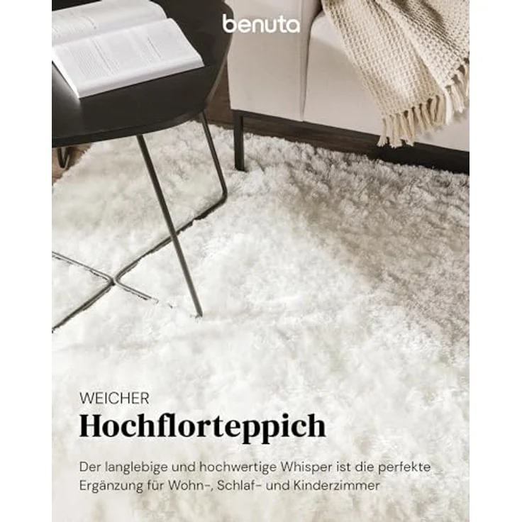 benuta Teppich Whisper, rechteckig, Höhe: 31 mm, Hochflorteppich Wohnzimmer, Schlafzimmer, Esszimmer, Flur, Weich – Bild 4