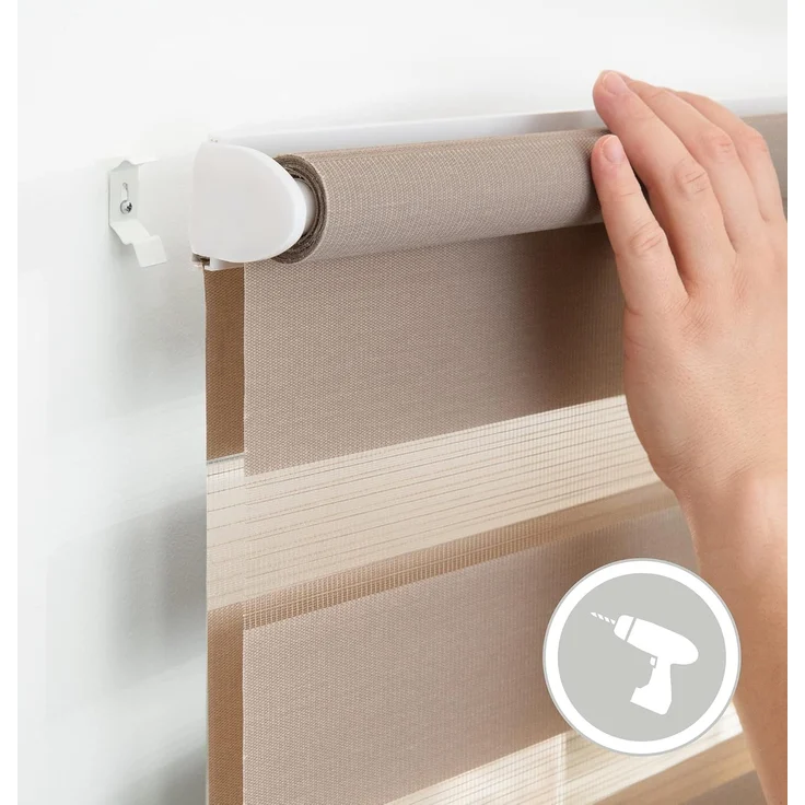 Lichtblick Sonnenschutzsysteme GmbH Doppelrollo Kopenhagen 80 cm x 220 cm (BxL) Taupe modernes Duo Rollo; Klemm- und schraubbar; Lichtdurchlässig und blickdicht – Bild 6