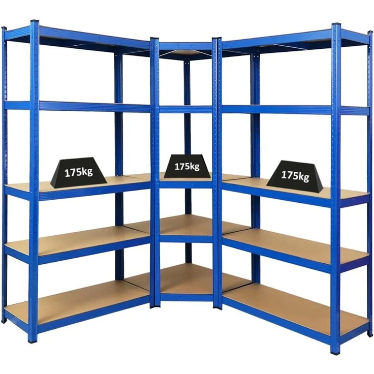 PROREGAL Mega Deal Eckregal Ragnar 1x: 180 x 70 x 40 cm | 2X: 180 x 90 x 40 cm Blau Fachlast 175kg, Kellerregal, Steckregal, Garagenregal, Lagerregal – Bild 1