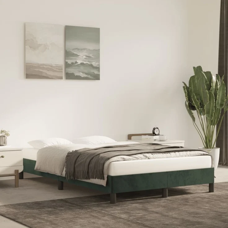 vidaXL Bettgestell ohne Matratze Dunkelgrün 120x190 cm Samt 3269628 – Bild 1