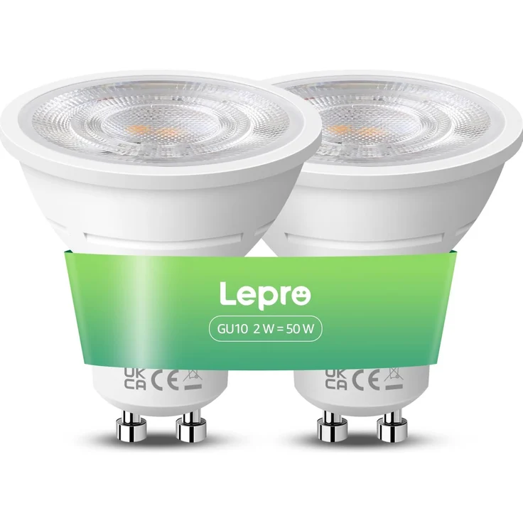 Lepro Energieklasse A GU10 LED Warmweiss, 2W 2700K Warmweiß 360 LM, Nicht Dimmbar Reflektorlampe, Energiesparendes GU 10 LED Leuchtmittel, 38° Abstrahlwinkel für Wohnzimmer, Küche, 2 Stück – Bild 1