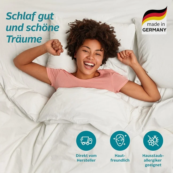 OTTO home Federbettdecke + Kopfkissen Irah Bettdecke 135x200 cm, 155x220 cm, Bezug: 100% Baumwolle, Set mit Kissen 80x80 cm, Sommer, Winter, Made in Germany – Bild 3