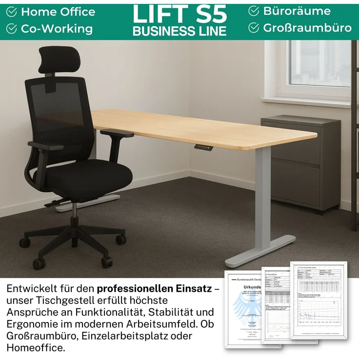 Albatros höhenverstellbares Schreibtisch Tischgestell elektrisch | LIFT S5 Weiß | Gestell, Tischbeine, Tischfüße Metall | Display | 120Kg belastbar – Bild 4