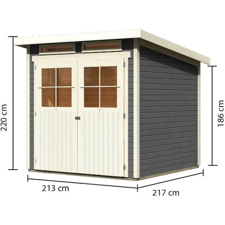 Karibu Gartenhaus 19mm Glücksburg 3 Gerätehaus 213x217 cm terragrau – Bild 2