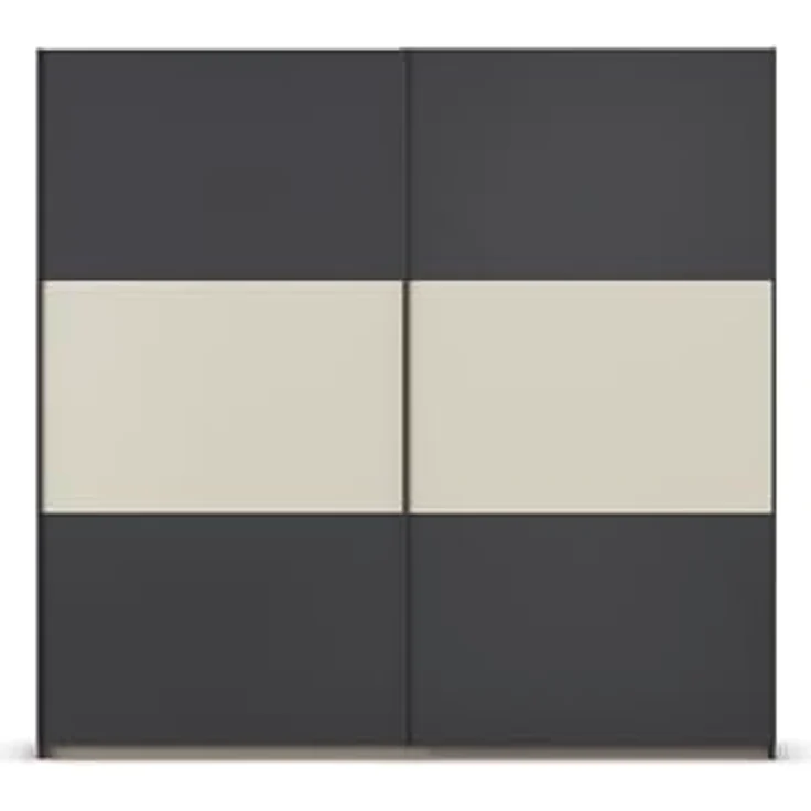 Rauch Möbel Neo, Schwebetürenschrank, Kleiderschrank, Kleiderschränke, Garderobe, Schrank mit Stauraum, 2-türig, Farbe Grau-metallic/Champagner, 218 x 210 x 59 cm – Bild 8