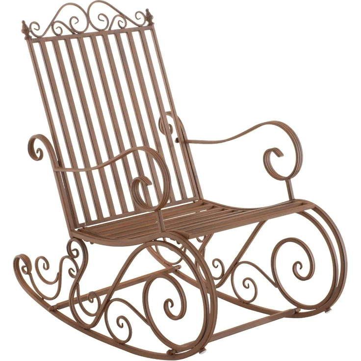 CLP Schaukelstuhl Relaxstuhl Smilla, wetterfest für Garten, Metallgestell,braun – Bild 1