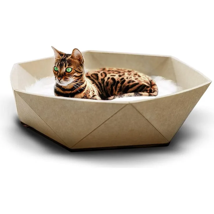 Canadian Cat Company Tierbett Katzenbett Zoey aus Filz, braun/beige, Filzkorb, Haustierbett für Katzen, ca. 65 x 65 x 16 cm