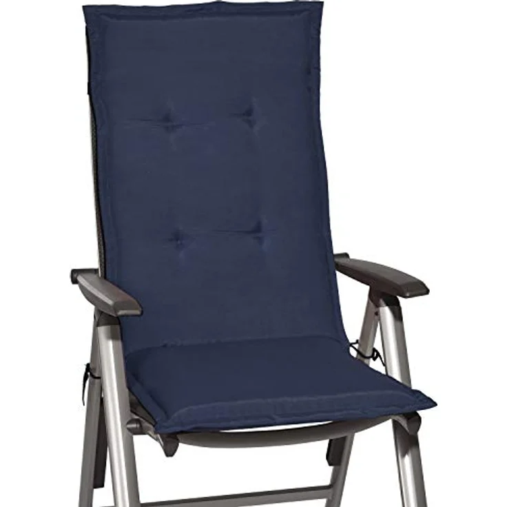 Beautissu 4er Set Hochlehner Auflagen Loft HL 120 x 50 x 6 cm Dunkelblau – Bild 9