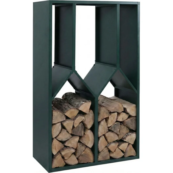 Brennholzlager HWC-P76, Kamin-/Feuerholzregal Holzlager Holzunterstand Outdoor Metall 160x95x50cm ~ grün – Bild 1