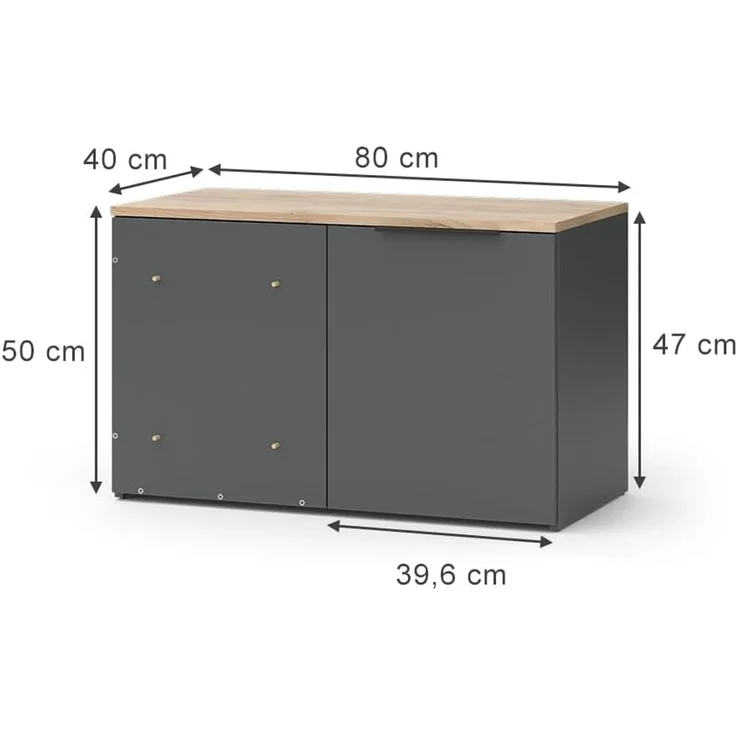 Eckkommode Wido Anthrazit 80 x 50 cm Eck Kommode mit Tür Vicco – Bild 3