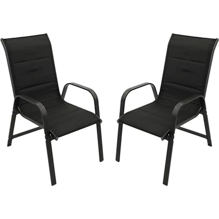 DEGAMO CESANO Garten-Stapelsessel, Alu + Kunstgewebe, anthrazit/schwarz, 56cm 2-er Set