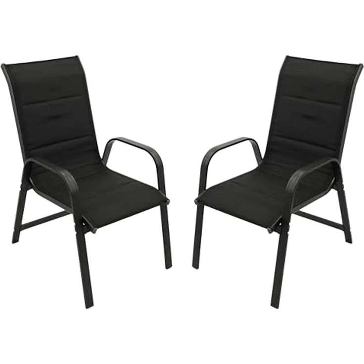 DEGAMO CESANO Garten-Stapelsessel, Alu + Kunstgewebe, anthrazit/schwarz, 56cm 2-er Set – Bild 1