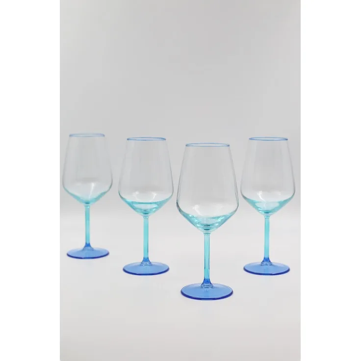 Hermia Concept 'Marsilya 490' Weingläser-Set (4-teilig), Blau / Türkis, 9,1 x 9,1 x 21,8 cm, 490 ml