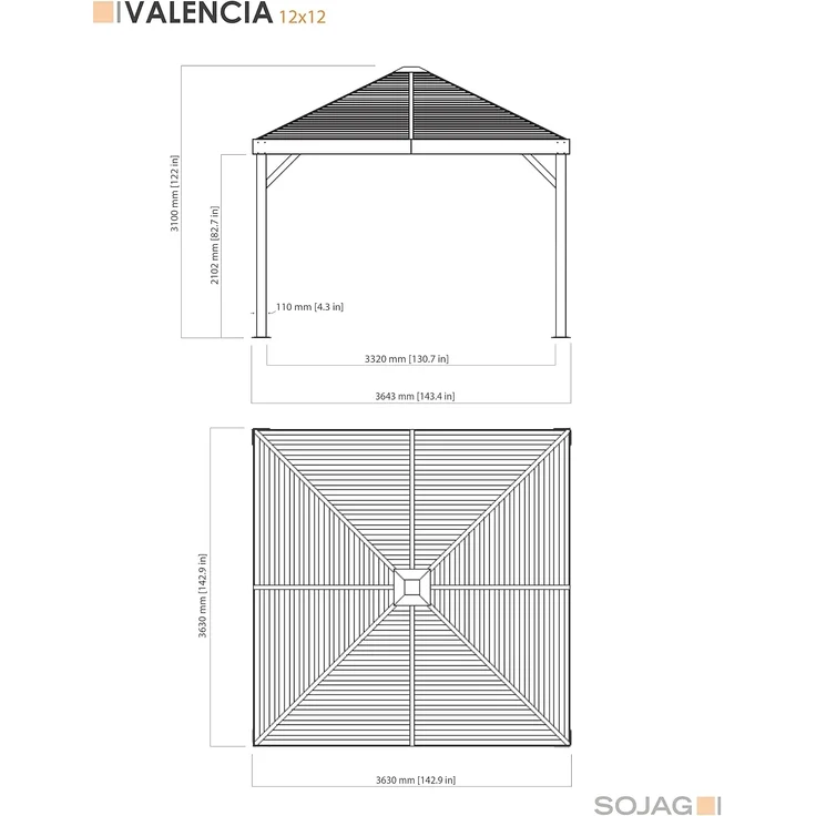 Sojag Aluminium Pavillon Valencia 1212 inkl. – Bild 3