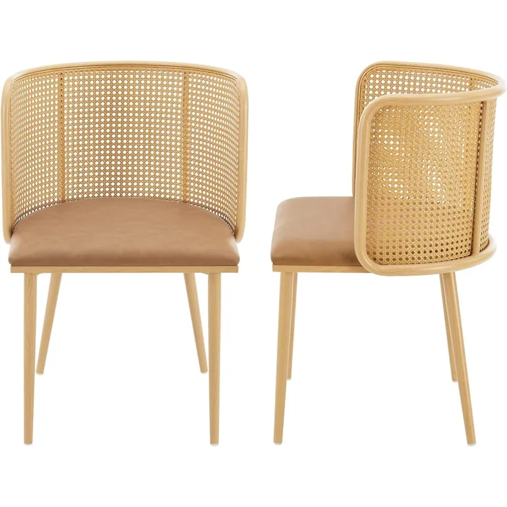 Esszimmerstuhl Flen 2er Set Braun/Holzoptik [en. casa]