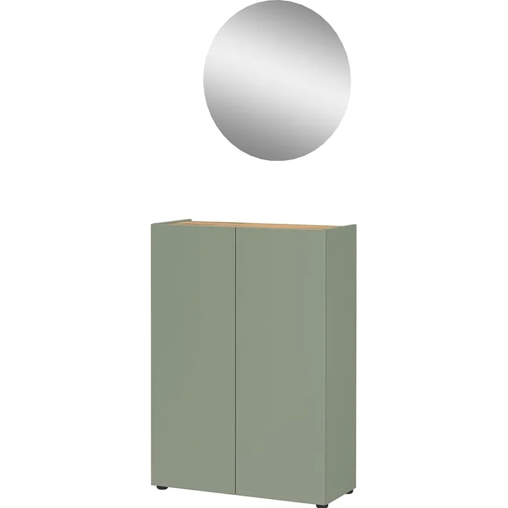 Germania 2-TLG. Garderoben-Set 9050-629 GW-Alviano, in Taupegrün/Navarra-Eiche-Nb, mit grifflosem Design, 74 x 200 x 33 cm (BxHxT)