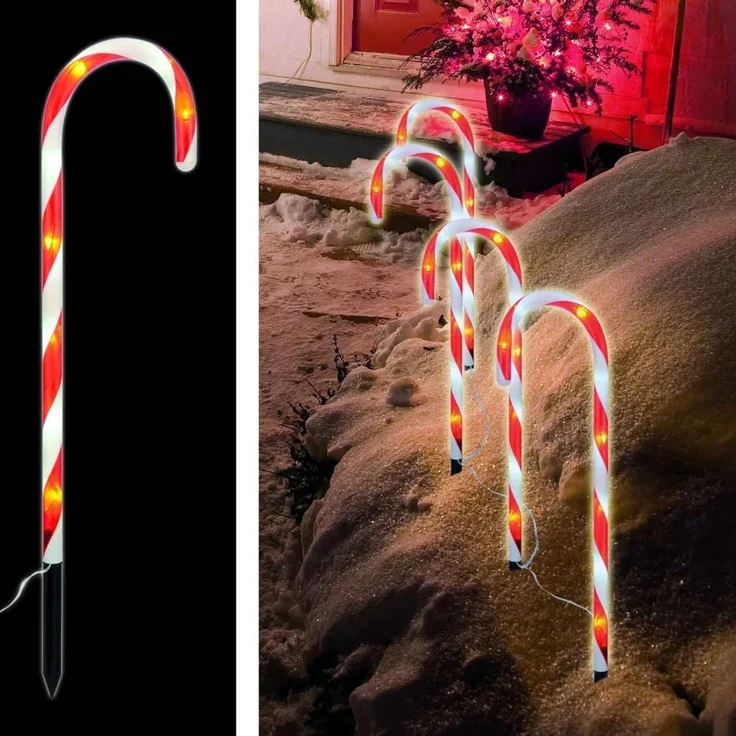 Haushalt International LED Gartenleuchte 4er LED Zuckerstangen Gartenstecker – Bild 2