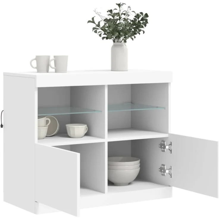 vidaXL Sideboard mit LED-Leuchten Weiß 81x37x67 cm 836658 – Bild 7