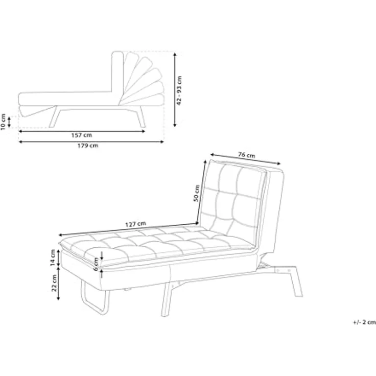 Chaiselongue Samtstoff rosa verstellbar LOIRET – Bild 3