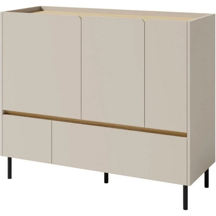Deine Möbel 24 Kommode LIBU 08 Sideboard 120 cm breit (Set, 3 St, Kinderzimmer Jugendzimmer Schlafzimmer Wohnzimmer), LIBU-Kollektion Beige Eukalyptus Eiche – Bild 5