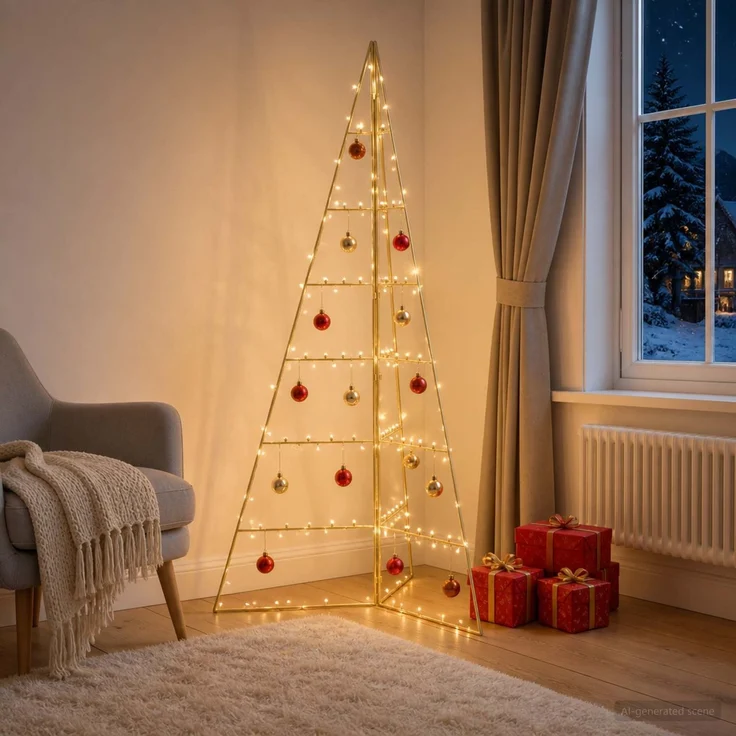 vidaXL Metall Weihnachtsbaum KUOPIO 140 cm Stahl Gold 42053859 – Bild 3