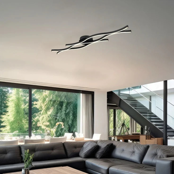 LED Deckenleuchte, gewellt, schwarz, L 108 cm – Bild 3