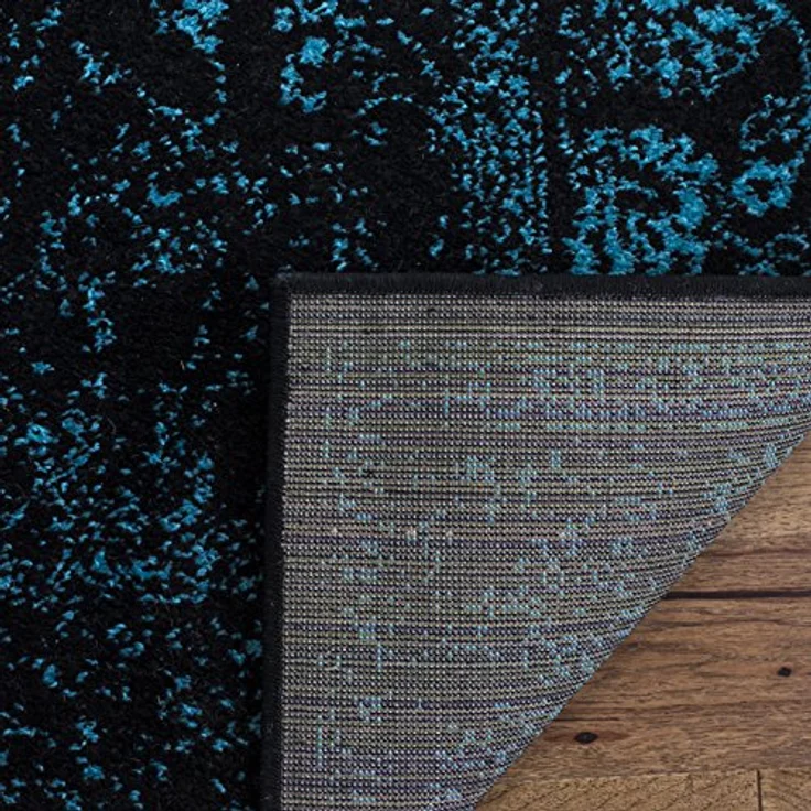 Safavieh Läufer 76x244 cm - Adirondack Collection - Transitional Design, Schwarz & Petrol, Pflegeleichte Synthetikmischung, Ideal für Wohnzimmer, Schlafzimmer, Büro – Bild 8