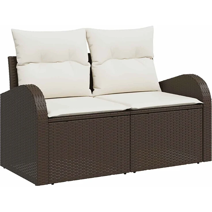 vidaXL Sofa Set 5 stk. Braun und Creme Weiß Polyrattan und Stahl 3447774 – Bild 3