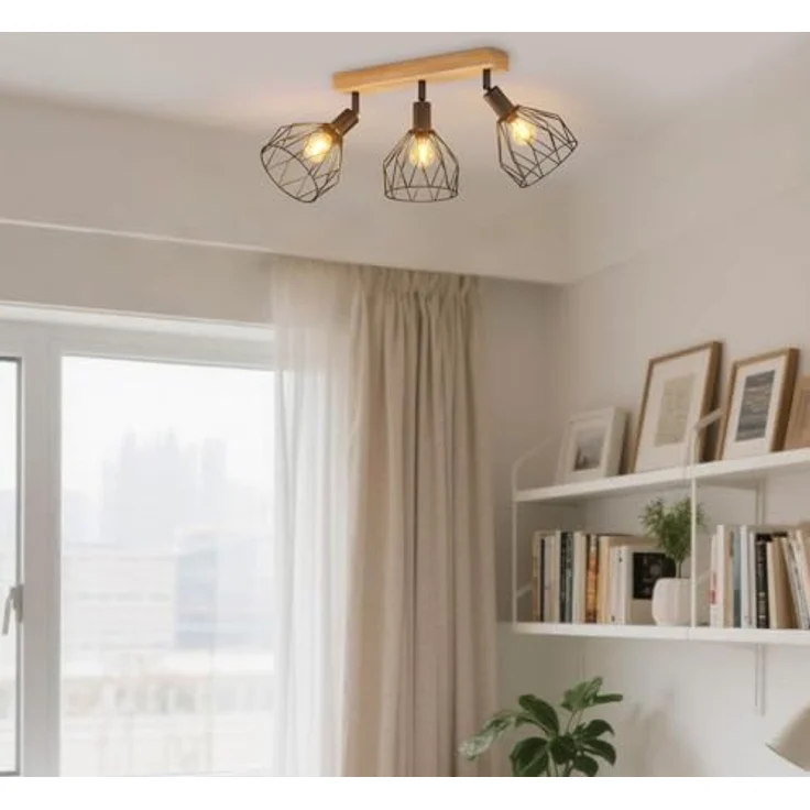 LVWIT E14 Deckenlampe 3 Flammig LED Deckenleuchte Deckenstrahler Schwenkbar 350° Holz LED Deckenspots Schwarz Küchenlampe Wohnzimmer, Flurlampe Modern für Flur, Küche, Schlafzimmer – Bild 7