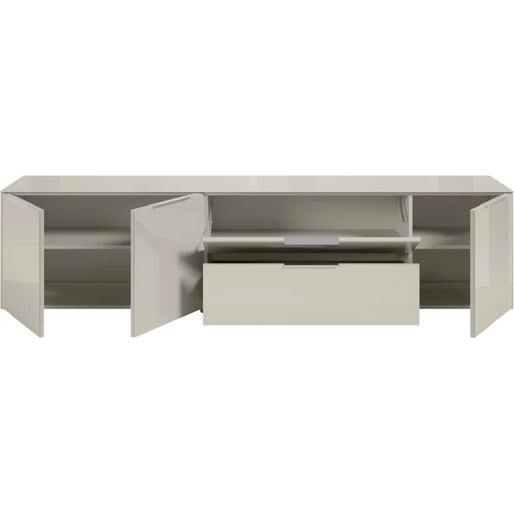 Lowboard >Santorin< Glasfronten in Kaschmir - 226x55x40cm (BxHxT) – Bild 8