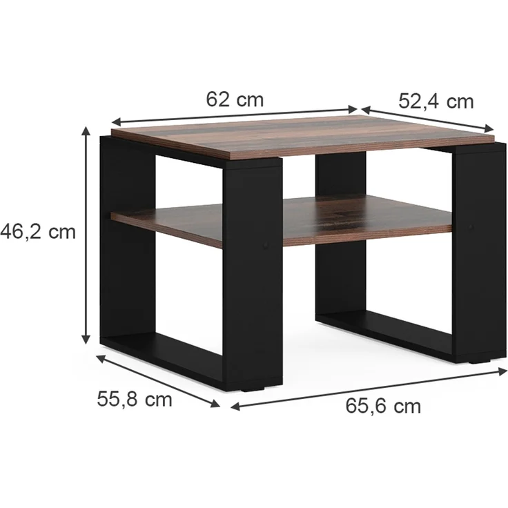 Couchtisch Helm Antikholz 65.6 x 55.8 cm mit Ablage Vicco – Bild 3