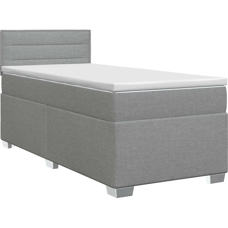 vidaXL Boxspringbett mit Matratze Hellgrau 80 x 200 cm Stoff 3450341 – Bild 2