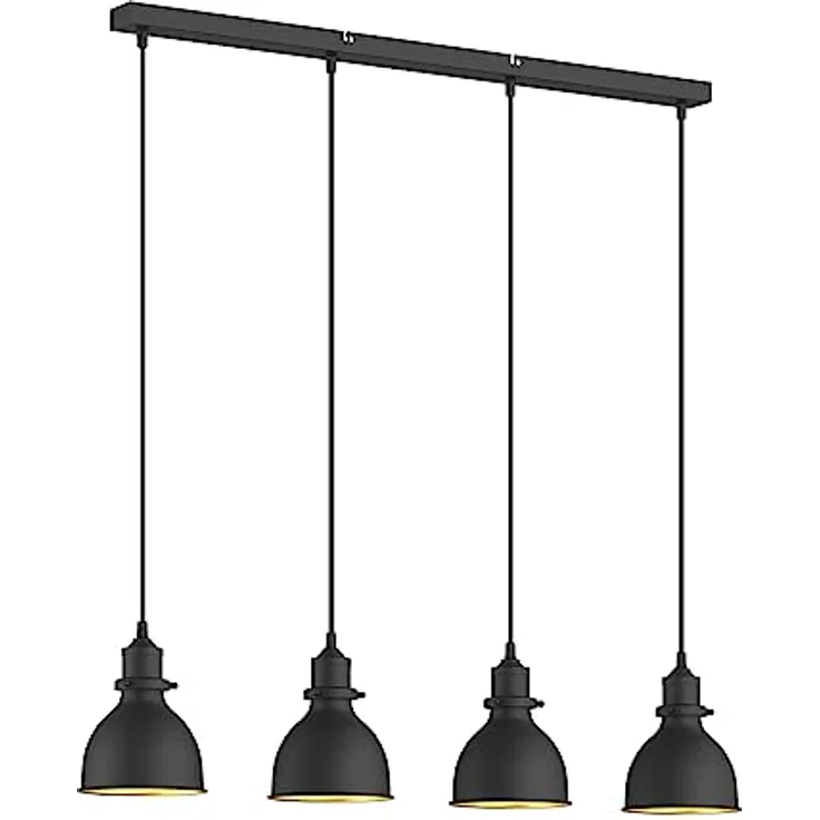 Lindby Pendelleuchte 'Jasminka', 4-flammig aus Metall in Schwarz und Gold, ideal für Küche und Esstische, E27 Fassungen, max. 60W pro Leuchtmittel