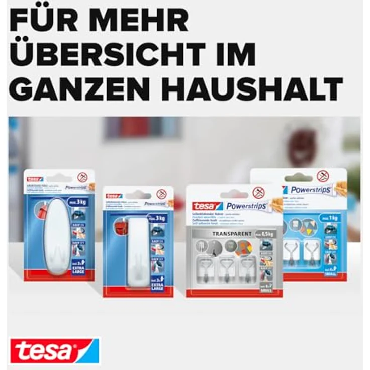 tesa Haken Powerstrips Drahthaken 3er-Set transparent – Bild 8