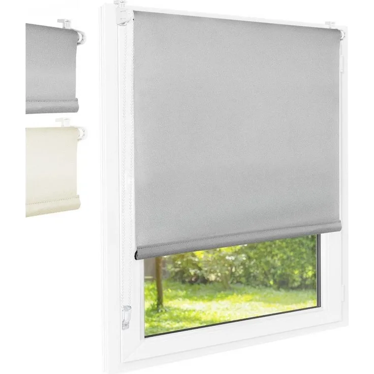 Rollo Blackout grau 50x140 - Farbe: Grau, Breite (cm): 50, Höhe (cm): 140