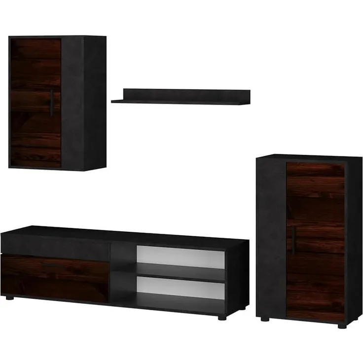 Wohnwand Berno Braun 4er Set Vicco
