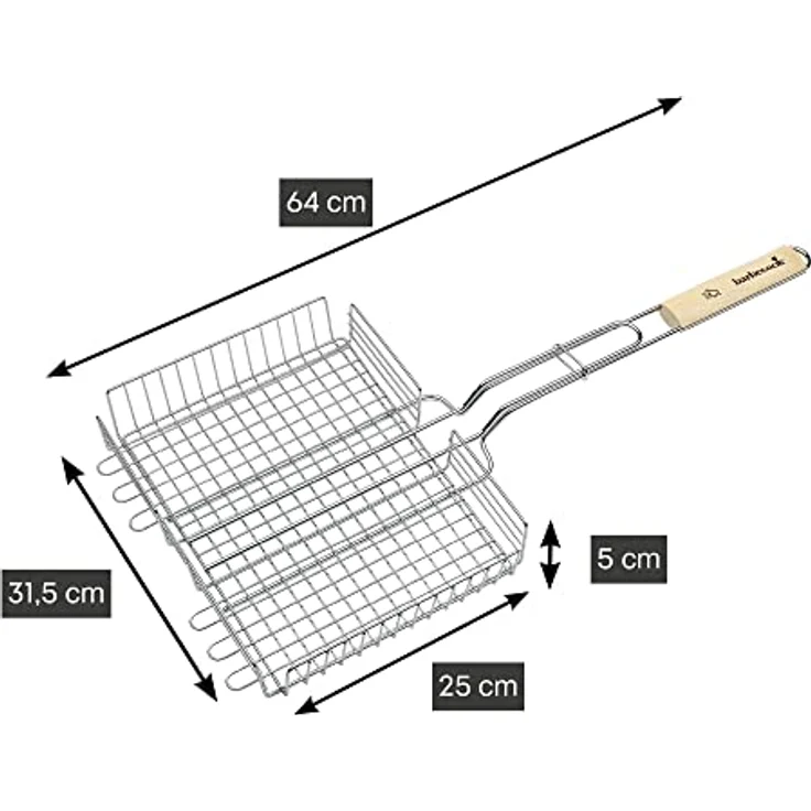 Barbecook Doppelter Grillrost aus Chrom und Holz 31.5x25x5cm – Bild 4
