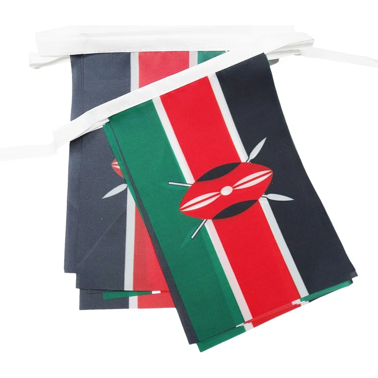 AZ FLAG - Fahnenkette Kenia 6 Meter Mit 20 Flaggen - 21x14 cm - Kenianische Girlande Flaggenkette 14x21 cm
